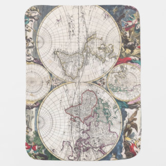 1685 Bormeester Map of the World Swaddle Blanket