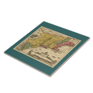 1685 Map - New Belgium, The New World, New England Ceramic Tile