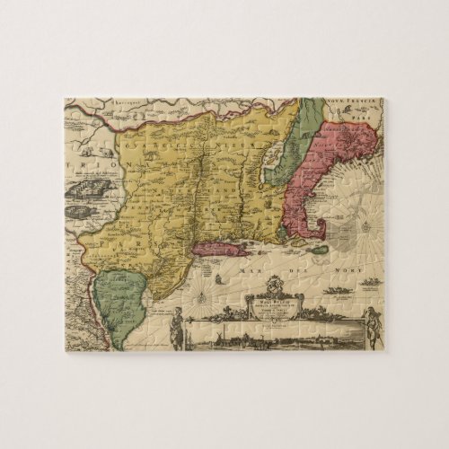 1685 Map _ New Belgium The New World New England Jigsaw Puzzle