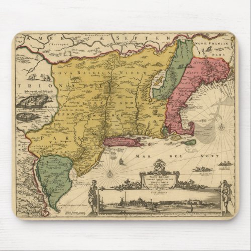 1685 Map _ New Belgium The New World New England Mouse Pad
