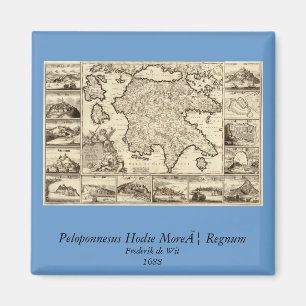 1688 Greece / Greek Peloponnesian Map Magnet