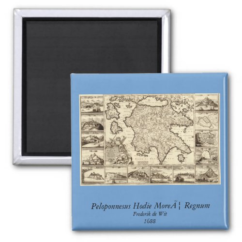 1688 Greece  Greek Peloponnesian Map Magnet