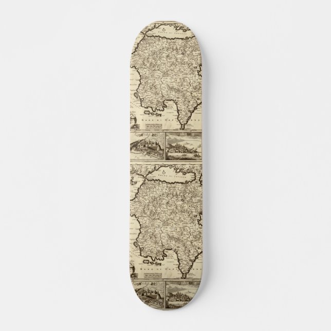 1688 Greece / Greek Peloponnesian Map Skateboard Deck (Front)