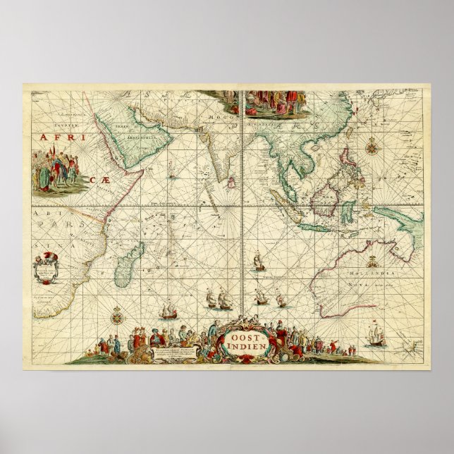 1690 Sea Chart from Dutch East India Company (Front)