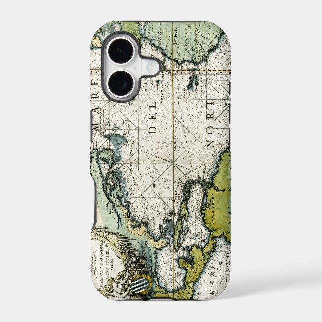1691 Atlantic Nautical Chart Iphone Case (Back)