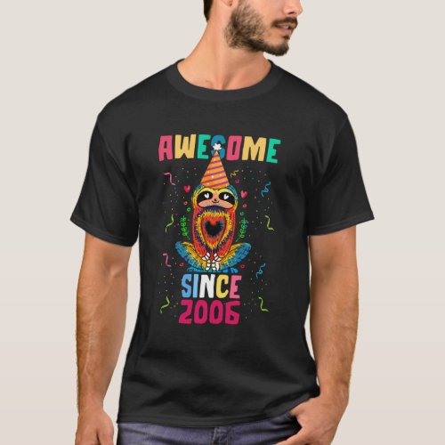 16 16Th Awesome Since 2006 Sloth T_Shirt