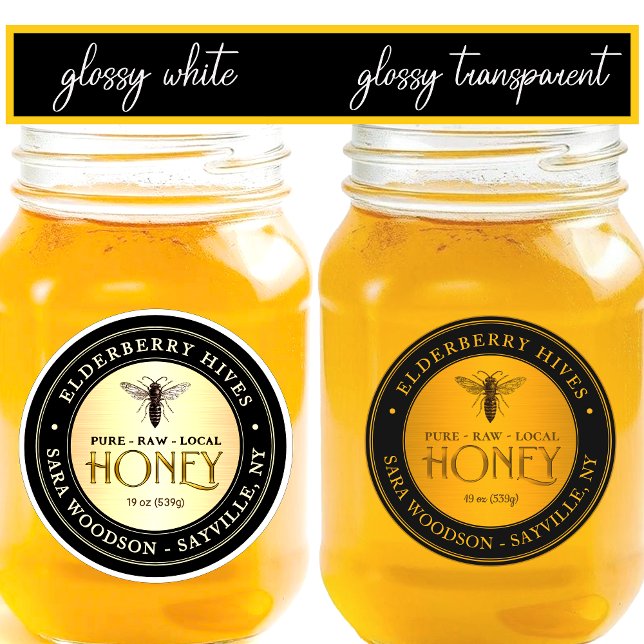 (16) 3" Glossy PVC Queen Bee Honey Mason Jar Label (Creator Uploaded)
