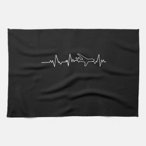 16Airplane Heartbeat I Love Aviation Aircrafts Fa Kitchen Towel