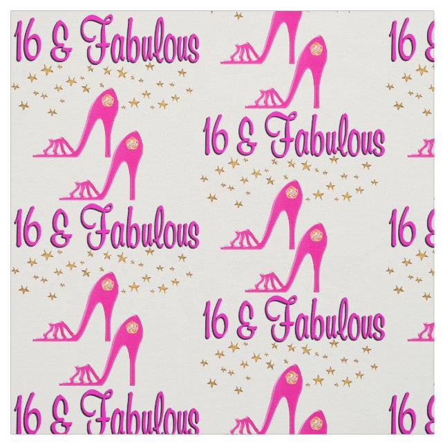 16 AND FABULOUS 16TH BIRTHDAY DESIGN FABRIC (Swatch)