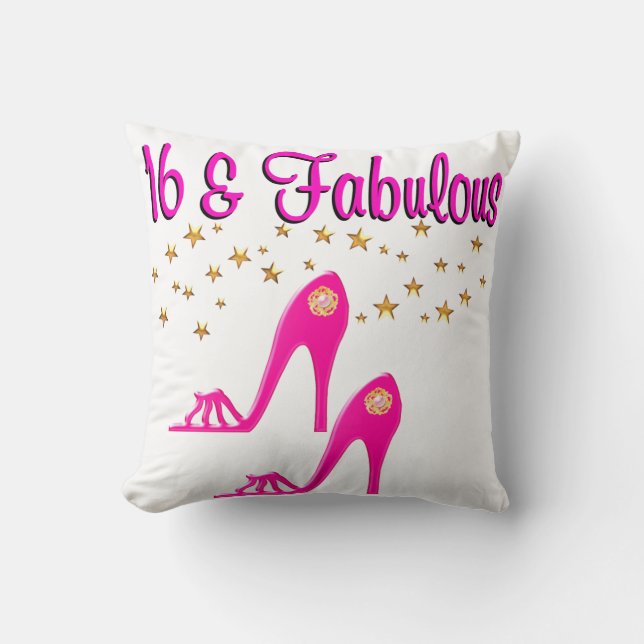 16 AND FABULOUS 16TH BIRTHDAY DESIGN THROW PILLOW (Front)