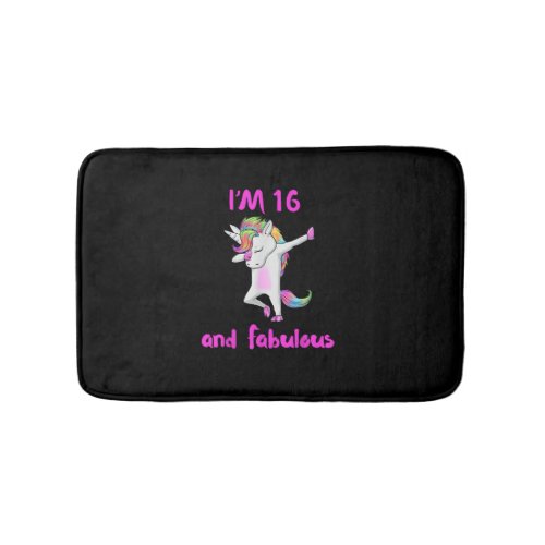 16 and fabulous sweet sixteen girls unicorn dab da bath mat