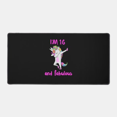 16 and fabulous sweet sixteen girls unicorn dab da desk mat
