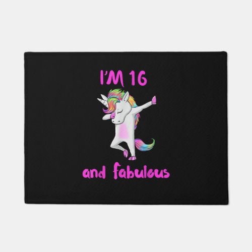 16 and fabulous sweet sixteen girls unicorn dab da doormat
