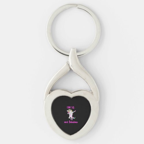 16 and fabulous sweet sixteen girls unicorn dab da keychain