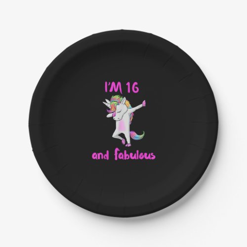16 and fabulous sweet sixteen girls unicorn dab da paper plates