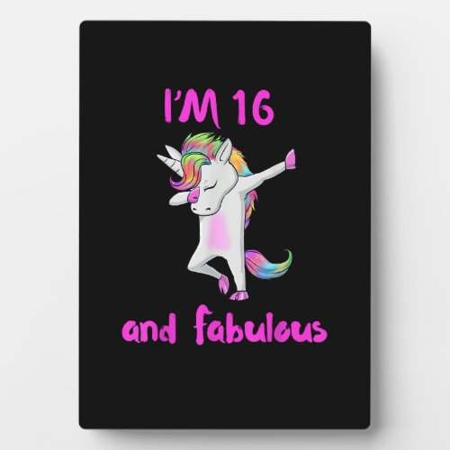 16 and fabulous sweet sixteen girls unicorn dab da plaque