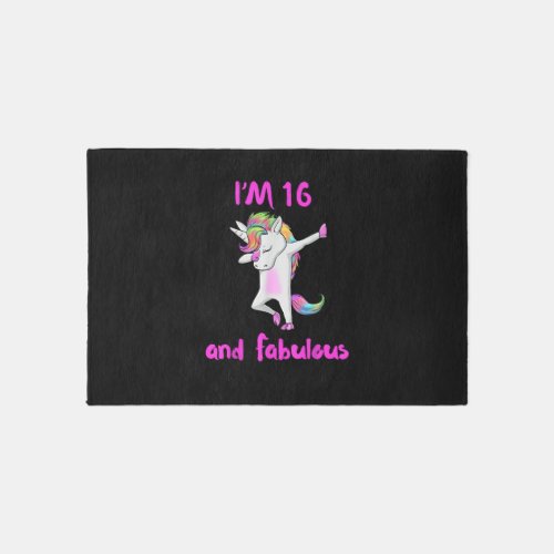 16 and fabulous sweet sixteen girls unicorn dab da rug