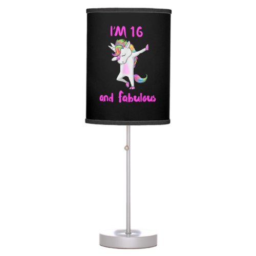 16 and fabulous sweet sixteen girls unicorn dab da table lamp