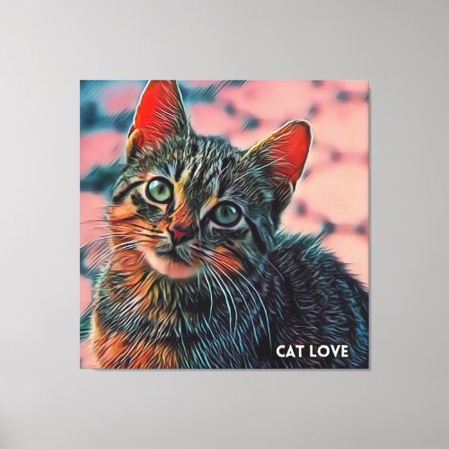 16 Beautiful cute cool colorful lovely cat  Canvas Print