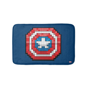 16-Bit Pixelated Captain America Shield Bathroom Mat