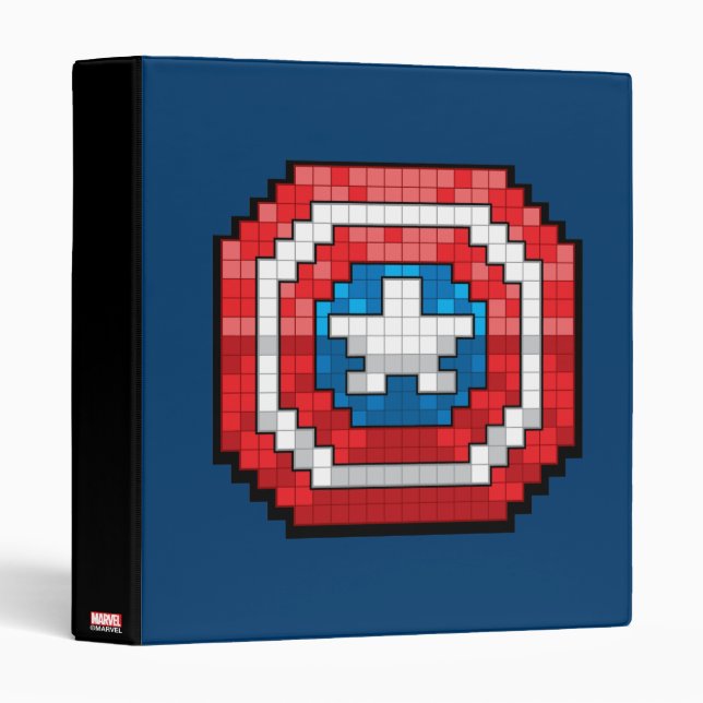 16-Bit Pixelated Captain America Shield Binder (Front/Spine)
