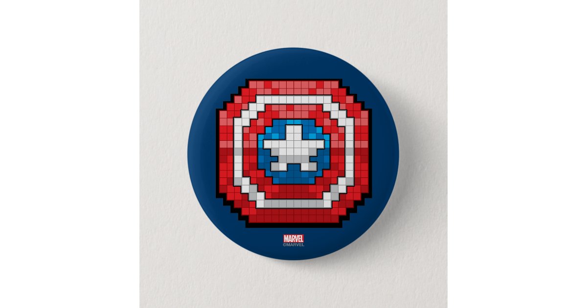 16-Bit Pixelated Captain America Shield Button | Zazzle