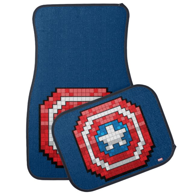 16-Bit Pixelated Captain America Shield Car Mat (Set)
