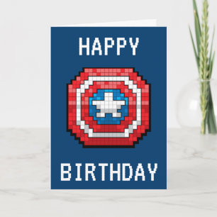 16-Bit Pixelated Captain America Shield Card