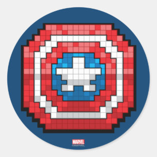 16-Bit Pixelated Captain America Shield Classic Round Sticker