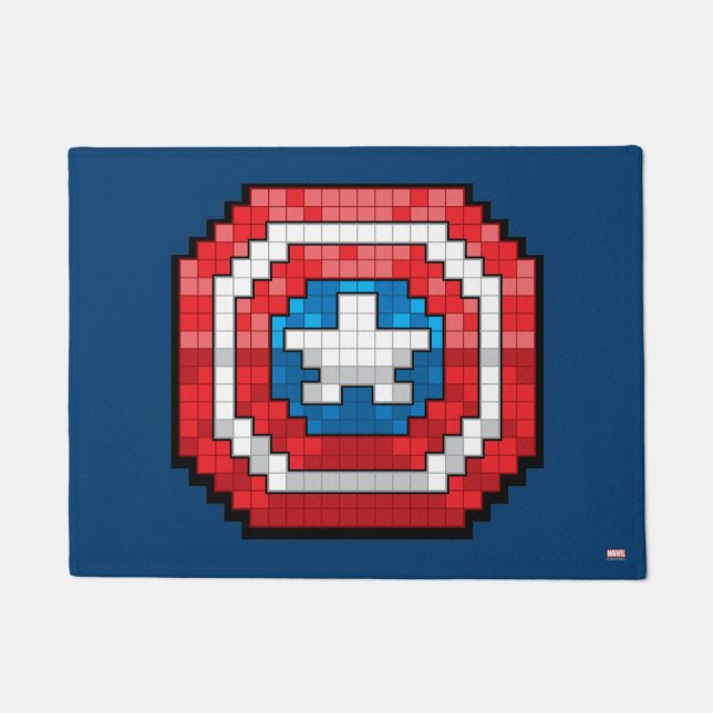 16-Bit Pixelated Captain America Shield Doormat (Front)