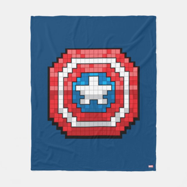 16-Bit Pixelated Captain America Shield Fleece Blanket (Front)