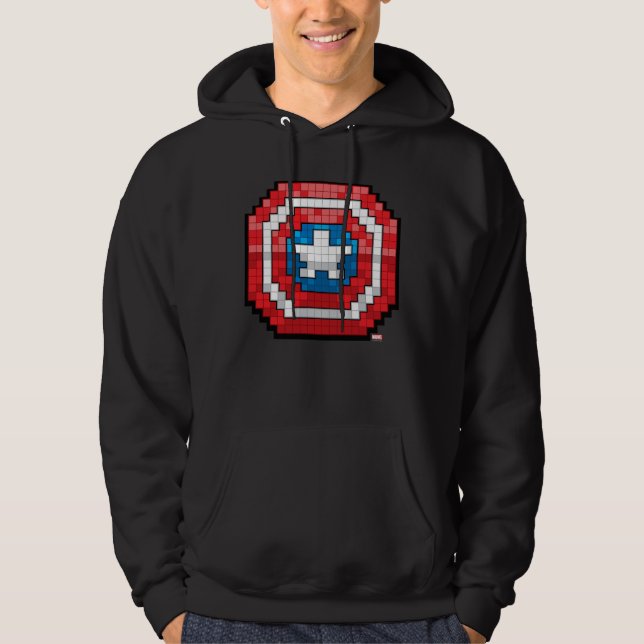 16-Bit Pixelated Captain America Shield Hoodie (Front)