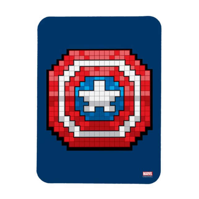 16-Bit Pixelated Captain America Shield Magnet (Vertical)