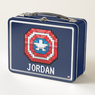 16-Bit Pixelated Captain America Shield Metal Lunch Box
