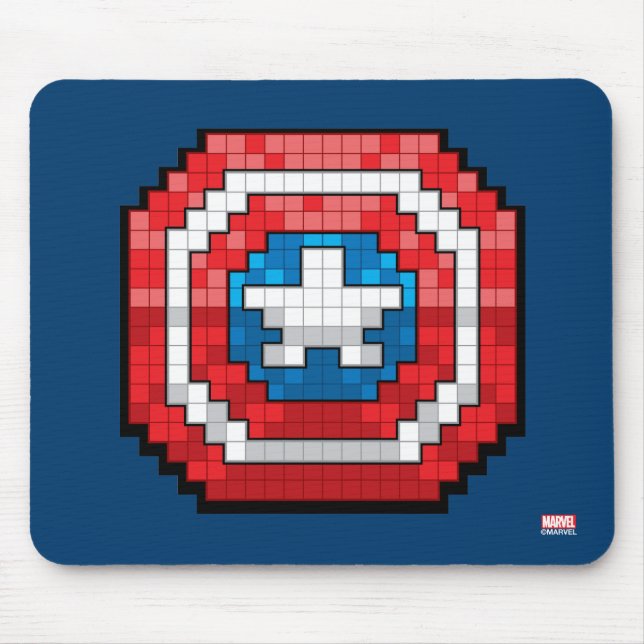 16-Bit Pixelated Captain America Shield Mouse Pad (Front)