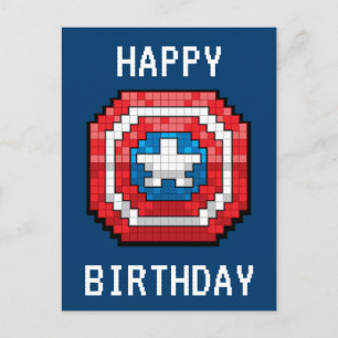 16-Bit Pixelated Captain America Shield Postcard