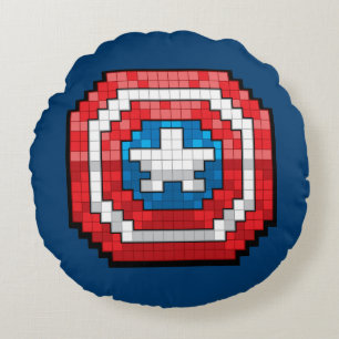 16-Bit Pixelated Captain America Shield Round Pillow