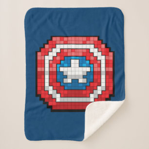 16-Bit Pixelated Captain America Shield Sherpa Blanket