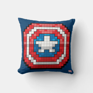 16-Bit Pixelated Captain America Shield Throw Pillow
