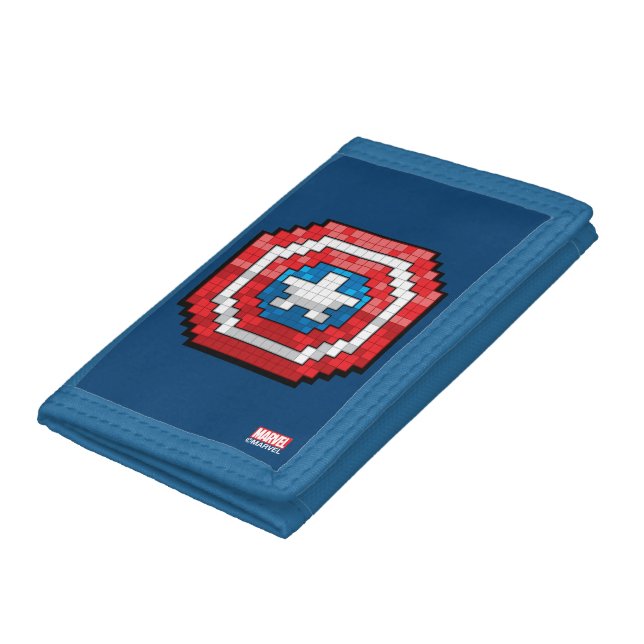 16-Bit Pixelated Captain America Shield Tri-fold Wallet (Bottom)