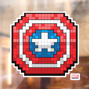 16-Bit Pixelated Captain America Shield Window Cling