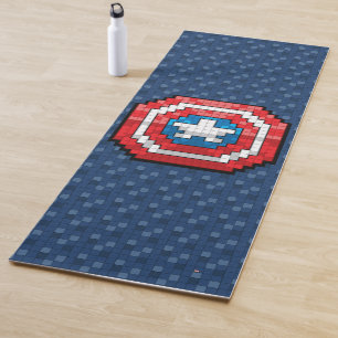 16-Bit Pixelated Captain America Shield Yoga Mat
