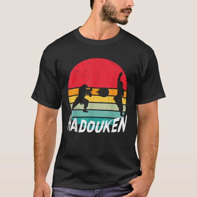 16 bit Retro HADOUKEN Fighter T-Shirt (Front)