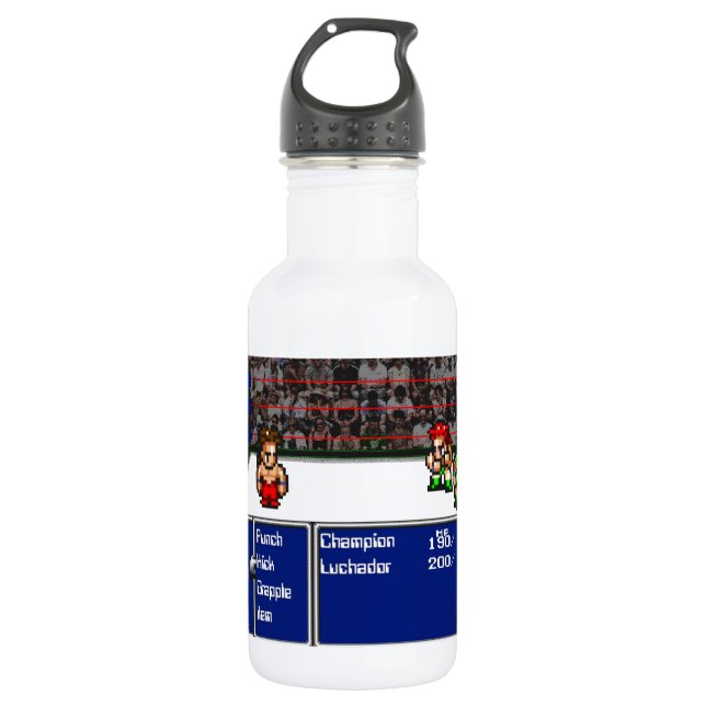 16 bit RPG Wrestling Stainless Steel Water Bottle (Front)