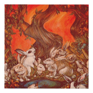 16 Bunnies Faux Canvas Print