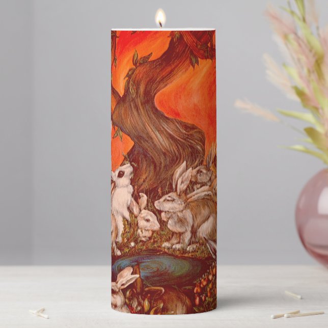 16 Bunnies Pillar Candle (In Situ)