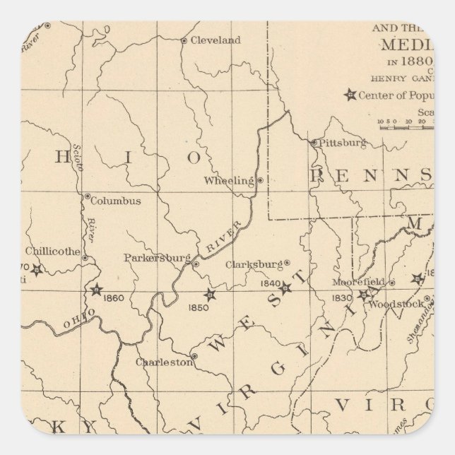 16 Center of population 17901900 Square Sticker (Front)