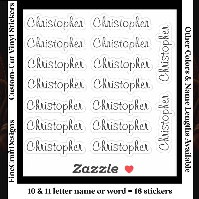 16 Custom Modern 10/11 Letters Name Word Black Sticker (Creator Uploaded)