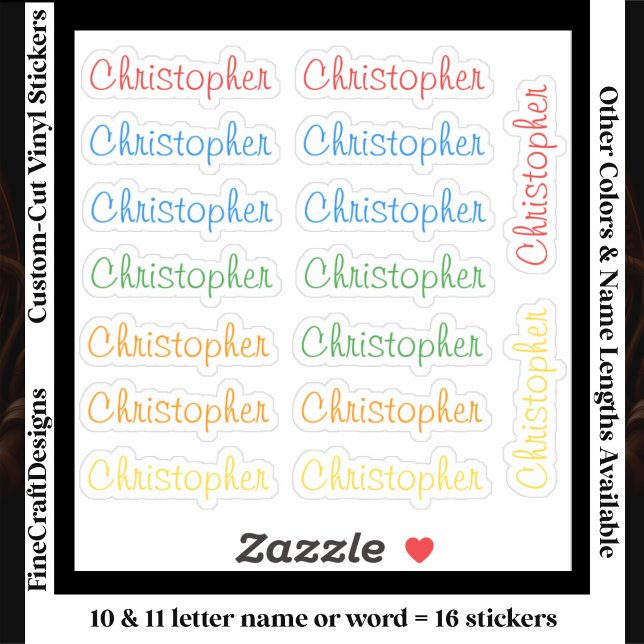 16 Custom Modern 10/11 Letters Name Word Bright Sticker (Creator Uploaded)