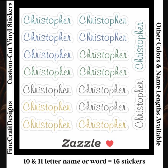 16 Custom Modern 10/11 Letters Name Word Neutral  Sticker (Creator Uploaded)